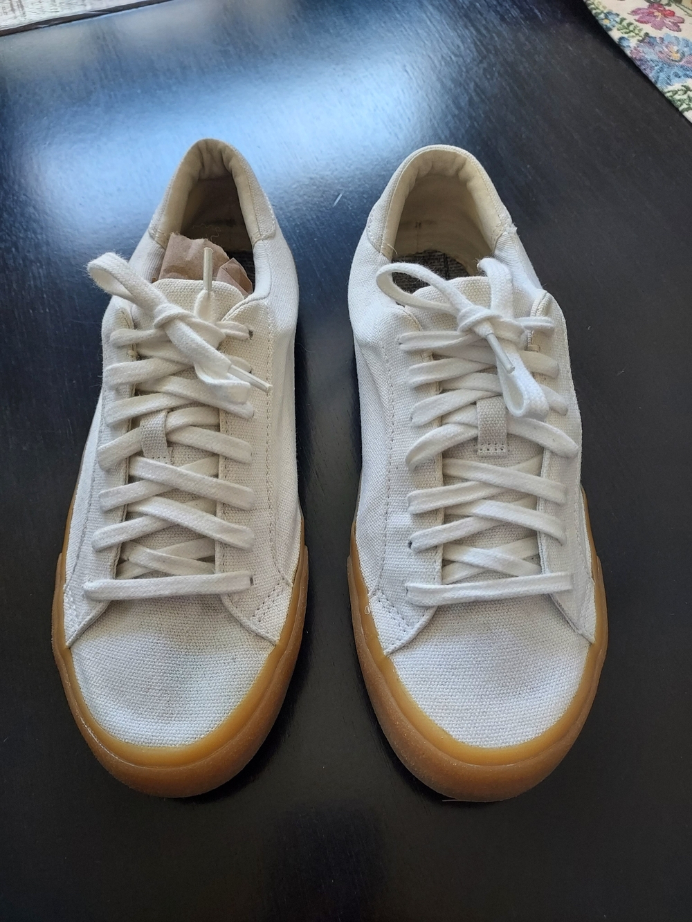 Madewell Womens Casual Canvas Sneakers in Off-White with Gum Sole, 8